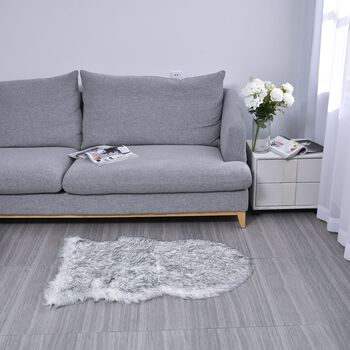 Seidenweicher und langfloriger Kunstfellteppich, 100x60 cm, wei&szlig;