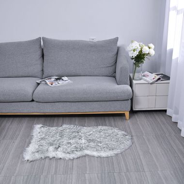 Seidenweicher und langfloriger Kunstfellteppich, 100x60 cm, weiß