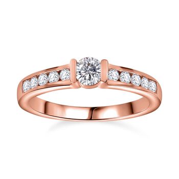 Moissanit Ring, 925 Silber mit Ros&eacute;gold Vermeil - 0,52 ct.