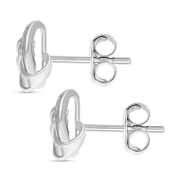 Liebesknoten wei&szlig;e Diamant-Ohrstecker, 925 Silber platiniert - 0,25 ct. image number 10