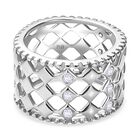 Weißer Zirkonia Netzdesign Ring Messing, (Größe 20.00)