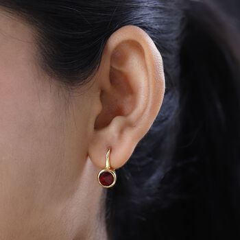 Magenta Rosa Quarz Triplette Ohrringe, 925 Silber vergoldet ca. 2.86 ct