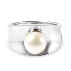 Süßwasser Perle Solitär Ring 925 Silber Zweifarbige Beschichtung image number 0