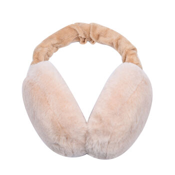 Faltbarer Kunstfell Ohrensch&uuml;tzer, Gr&ouml;&szlig;e 12x20 cm, Beige