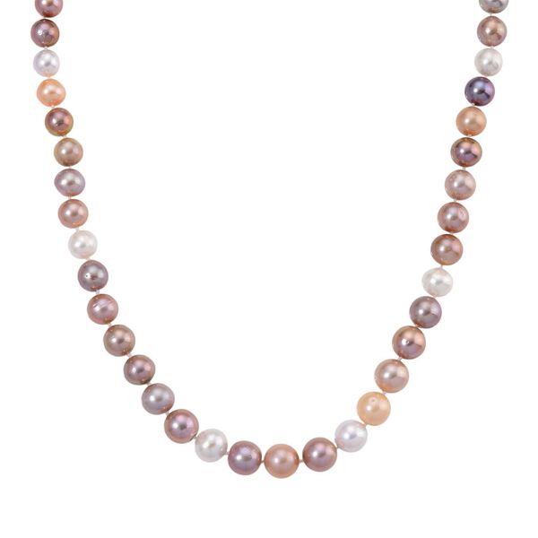 AAA Mehrfarbige Edison Perle (9-11 mm) Halskette, ca. 45 cm + 5 cm extender, 925 Silber vergoldet
