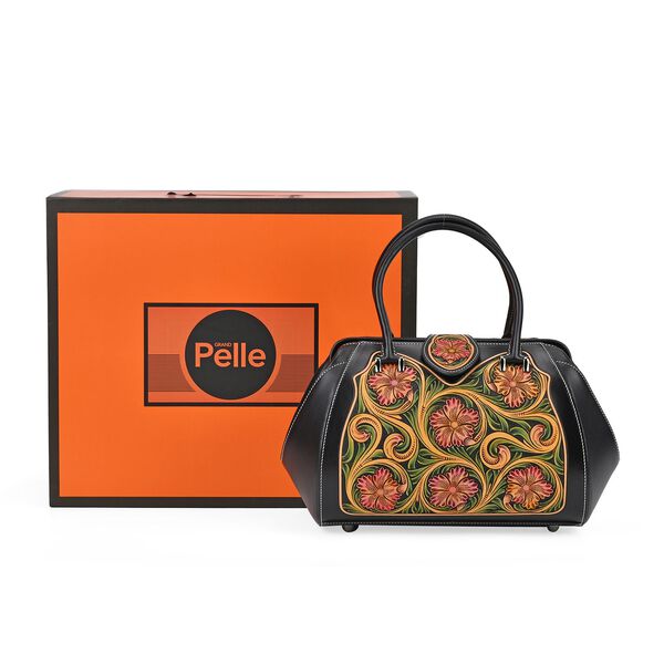 Grand Pelle  - Echtleder Handtasche, 35,5x23x18 cm, schwarz image number 7