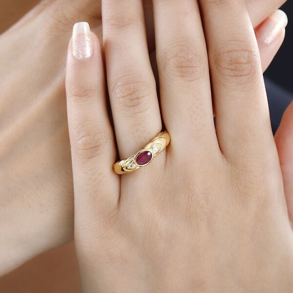 Afrikanischer Rubin und Zirkon-Ring - 0,76 ct. image number 3