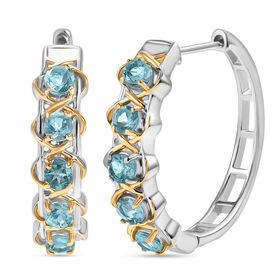 D’joy Paraiba-Apatit Ohrringe 925 Silber platiniert und vergoldet ca. 1.28 ct