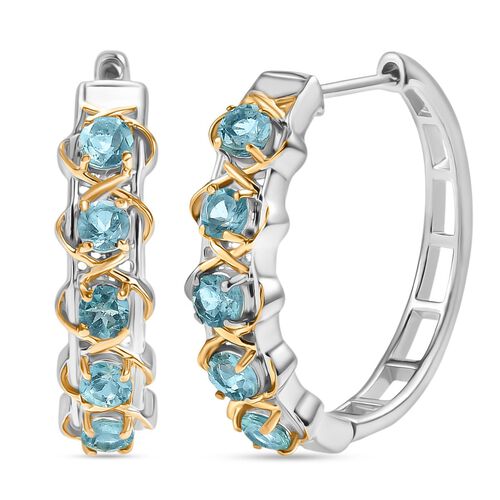 D’joy Paraiba-Apatit Ohrringe 925 Silber platiniert und vergoldet ca. 1,28 ct. image number 0