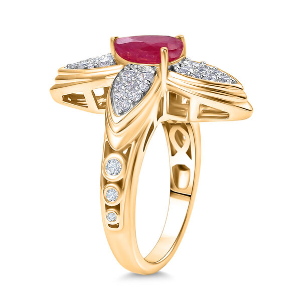 D'Joy Afrikanischer Rubin und Zirkon Ring und Ohrringe image number 3