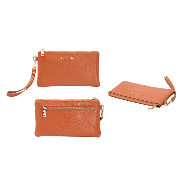 SENCILLEZ - 100% Leder Clutch, Orange image number 4