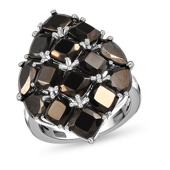 Elite Shungit Ring 925 Silber platiniert (Gr&ouml;&szlig;e 21.00) ca. 5,19 ct