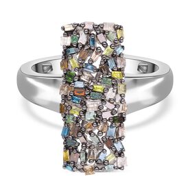 Mehrfarbiger Diamant-Ring, 925 Silber platiniert (Größe 20.00) ca. 0.50 ct