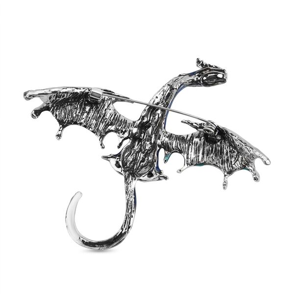 Drachen Gr&uuml;ner Kristall Brosche emailliert image number 5