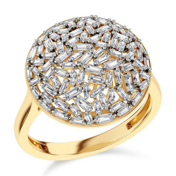 LUXURIANT SI-GH SGL zertifizierter Labor Diamant Ring, 925 Silber 750 Gelbgold Vermeil - 1 ct. image number 3
