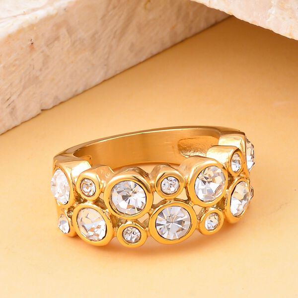 Weißer Kristall-Ring in Goldton image number 2