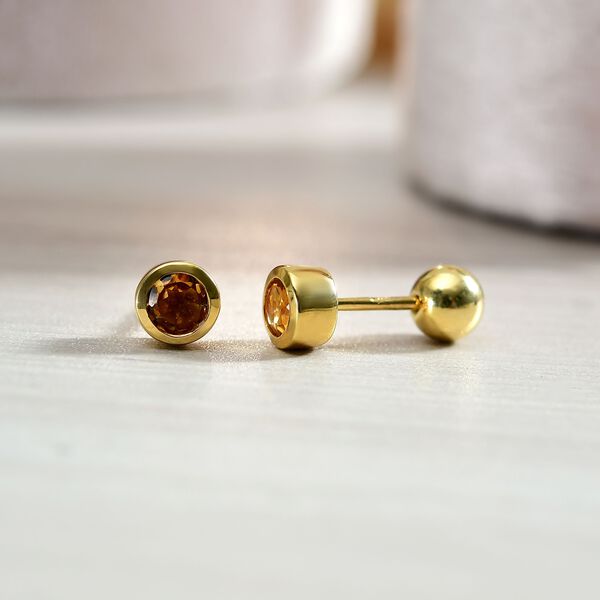 Citrin Ohrringe, 925 Silber 750 Gelbgold Vermeil - 0,57 ct. image number 1