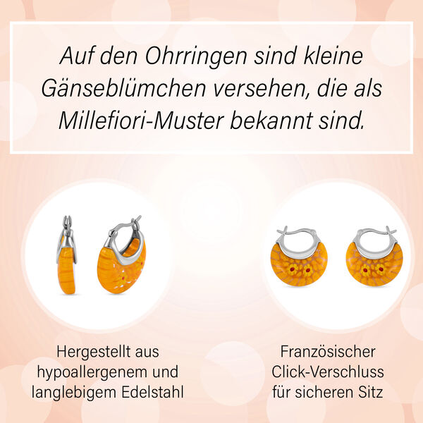 Gelbe Huggie-Ohrringe im Murano-Stil image number 4