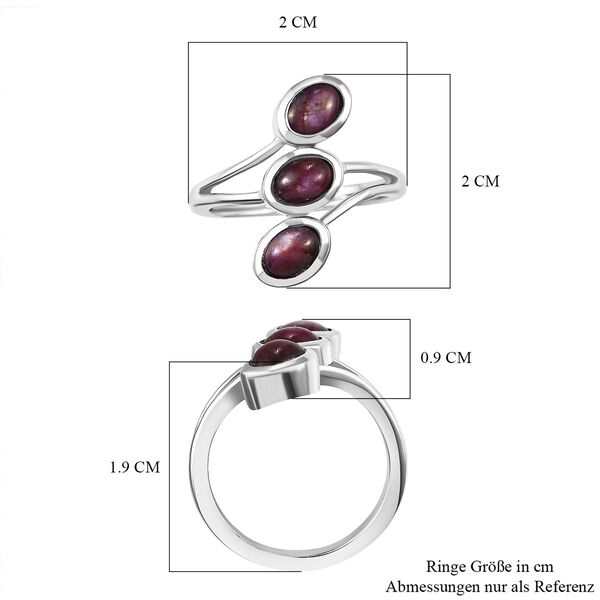Sternrubin 3-Stein-Ring, 925 Silber platiniert  ca. 2,41 ct image number 7