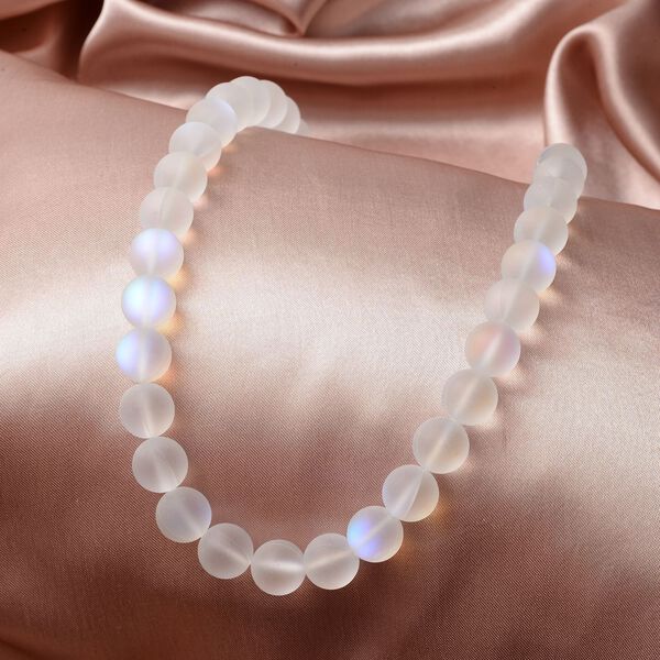 Wei&szlig;e Kristall Halskette, ca. 50 cm, silberfarben image number 2