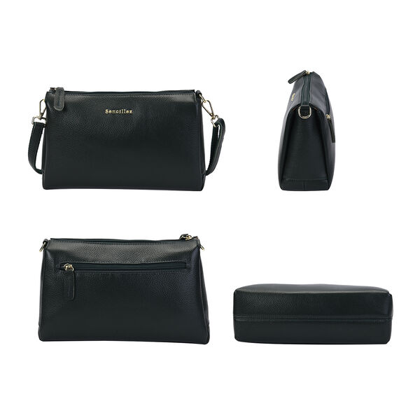 Sencillez Crossbody Tasche aus echtem Leder,  Größe 28x9x17 cm, Dunkelgrün image number 3