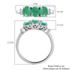 Sambischer Smaragd und Diamant 3 Stein Ring 925 Silber Platin-Überzug image number 6