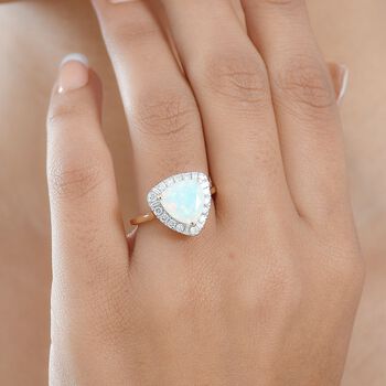 LUXURIANT DIAMOND - AAA Nat&uuml;rlicher, &auml;thiopischer Welo Opal, Lab Grown Diamant Ring 417 Gold (Gr&ouml;&szlig;e 20.00) ca. 3,00 ct