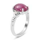 Rubin Stern und Zirkon Solitär Ring 925 Silber Platin-Überzug image number 4