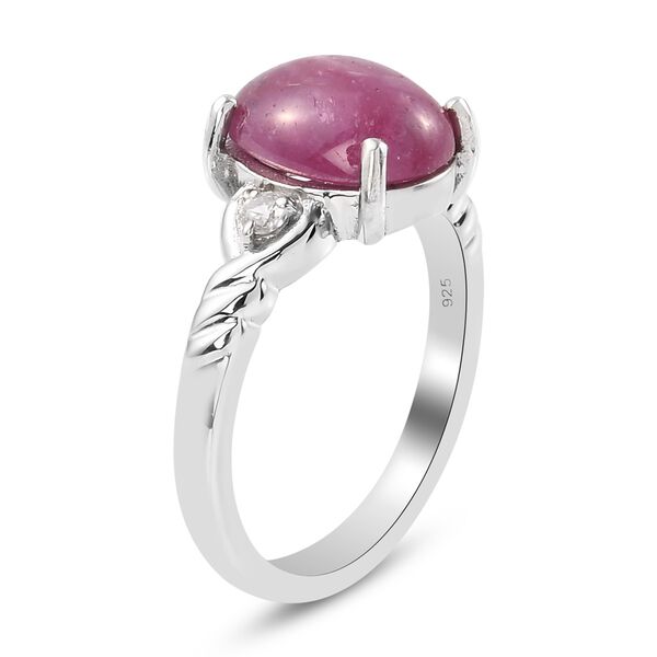 Rubin Stern und Zirkon Solit&auml;r Ring 925 Silber Platin-&Uuml;berzug image number 3