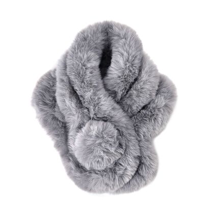 Superweiche Kunstfell-Schal, Gr&ouml;&szlig;e 13x65cm, grau
