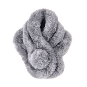 Superweiche Kunstfell-Schal, Größe 13x65cm, grau