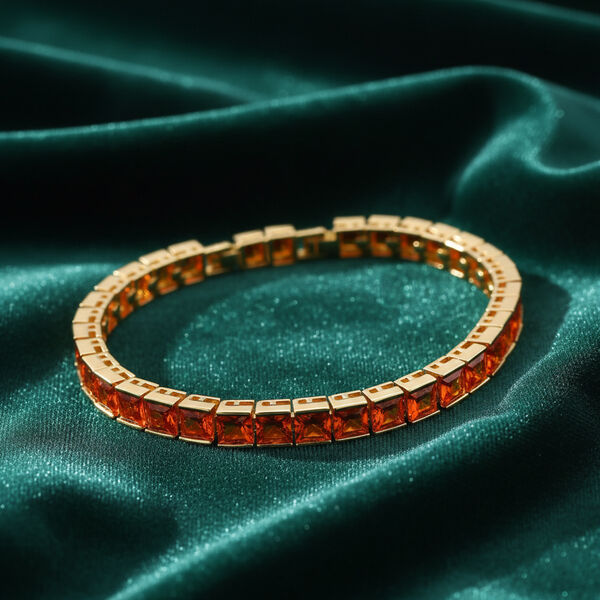 Orangefarbenes Zirkonia-Armband, 18+2,5cm image number 2