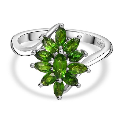 Natürlicher Chromdiopsid Ring 925 Silber rhodiniert (Größe 19.00) ca. 1,13 ct image number 0