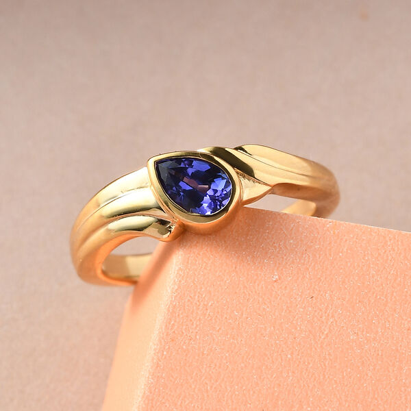 AAA Tansanit Ring 925 Silber vergoldet  ca. 0,45 ct image number 2