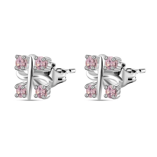 Designer Inspiriert XOXO Rosa Zirkonia Ohrringe 925 Silber image number 4