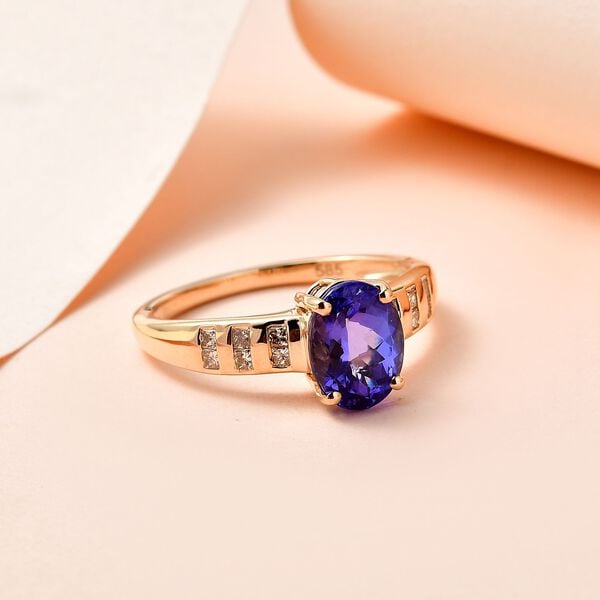 AA Tansanit und Diamant Ring in 585 Gelbgold - 2,07 ct. image number 9