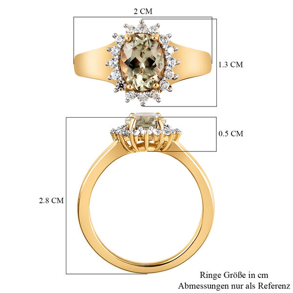 AAA Turkizit und wei&szlig;er Zirkon-Ring, 925 Silber Gelbgold Vermeil  ca. 1,65 ct image number 8