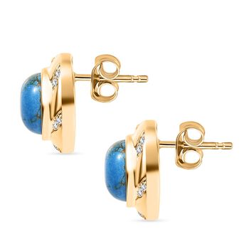 Blaues T&uuml;rkis, Wei&szlig;er Zirkon Ohrringe Nickelfreies Messing ca. 3,59 ct.