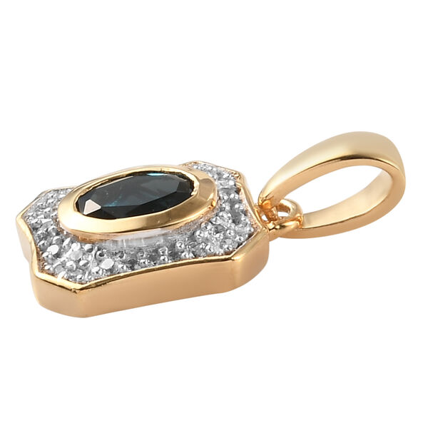 London Blau Topas und Zirkon Anh&auml;nger 925 Silber vergoldet ca. 1,13 ct image number 4