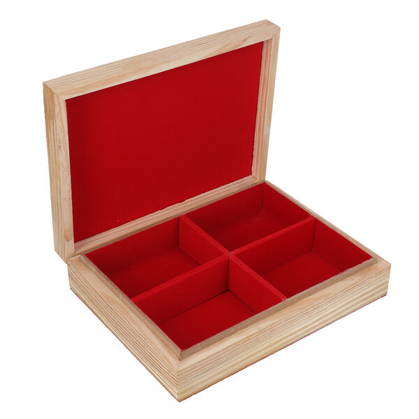 Handbemalte Aufbewahrungsbox aus Kiefernholz, 22x16x5 cm, Blumenmuster, Türkis image number 4