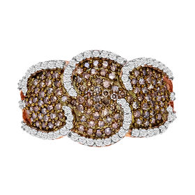 Natürlicher Champagner und weißer Diamant-Ring - 1 ct.