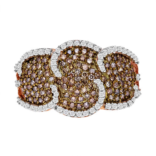 Natürlicher Champagner und weißer Diamant-Ring - 1 ct. image number 0
