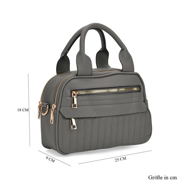 Crossbody-Tasche mit mehreren Reißverschlussfächern und abnehmbarem Gurt, 25x9x18cm, Grau image number 7