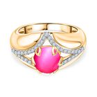 Mondlicht und Bl&uuml;te - Maulbeer Mondstein, Wei&szlig;er Zirkon Ring, 925 Silber 750 Gelbgold Vermeil (Gr&ouml;&szlig;e 20.00) ca. 2.76 ct