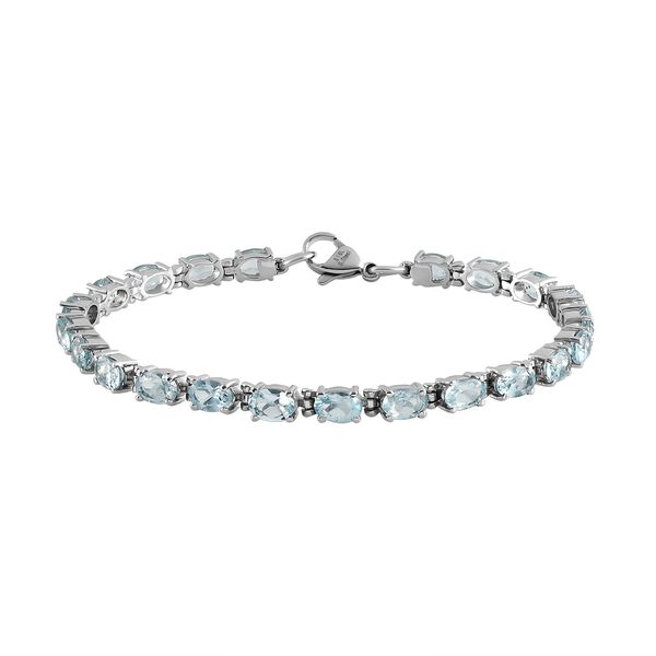 Himmelblaues Topas-Armband, ca. 19 cm, Edelstahl, ca. 12.94 ct image number 0