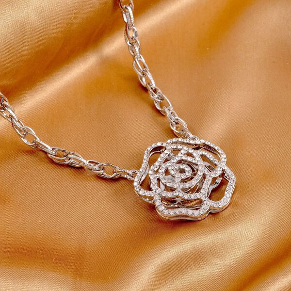 Weiße Kristall-Halskette in Silberton, 50 cm - 1 ct. image number 2