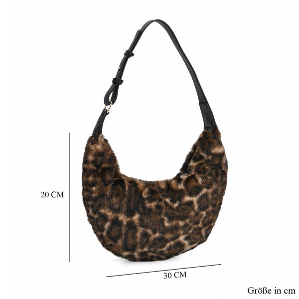 Leopardenmuster-Hobo-Tasche, 30x20 cm, Braun-Beige image number 8