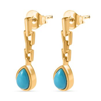 AA Amerikanische Nat&uuml;rliche Sleeping Beauty T&uuml;rkis Ohrringe 925 Silber 750 Gelbgold Vermeil ca. 1.44 ct