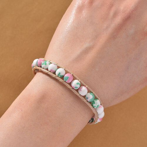 Mehrfarbiger Regenblumen-Yuhua-Quarzit Armband, flexibel, ca. 35.00 ct image number 1