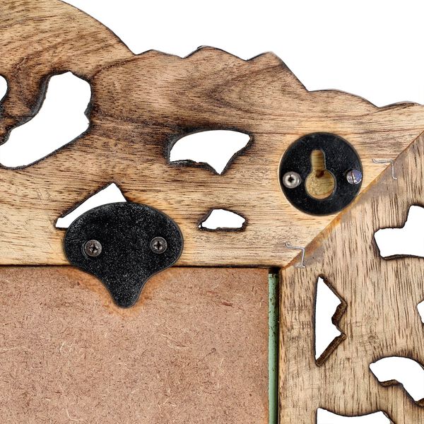 NAKKASHI Handgefertigter Wandspiegel aus Mangoholz im Vintage-Stil, 61x45 cm image number 6